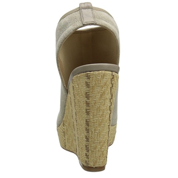 Made in Spain Cream Fabric Wedge Sandal - Picture 3 of 8